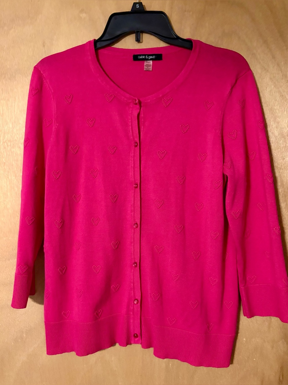 Cable & Gauge Hot Pink Heart-Detail Cardigan